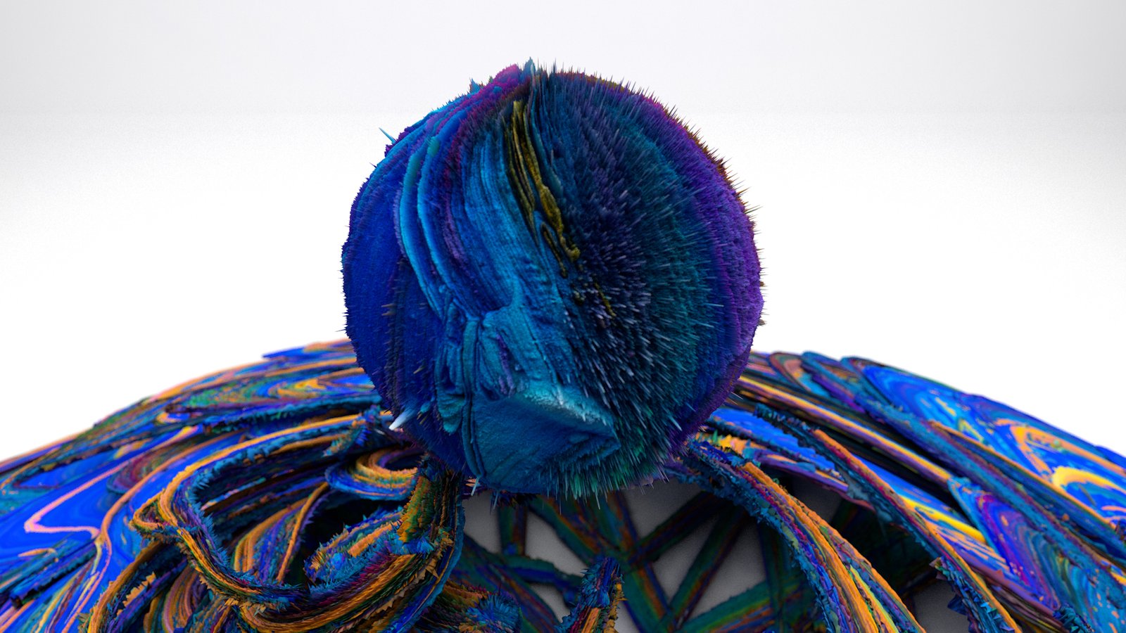 3D blue paint sphere displacement texture in Cinema 4D