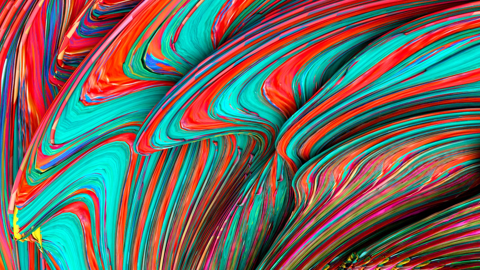 Drone top shot of red waves paint texture in Cinema 4D