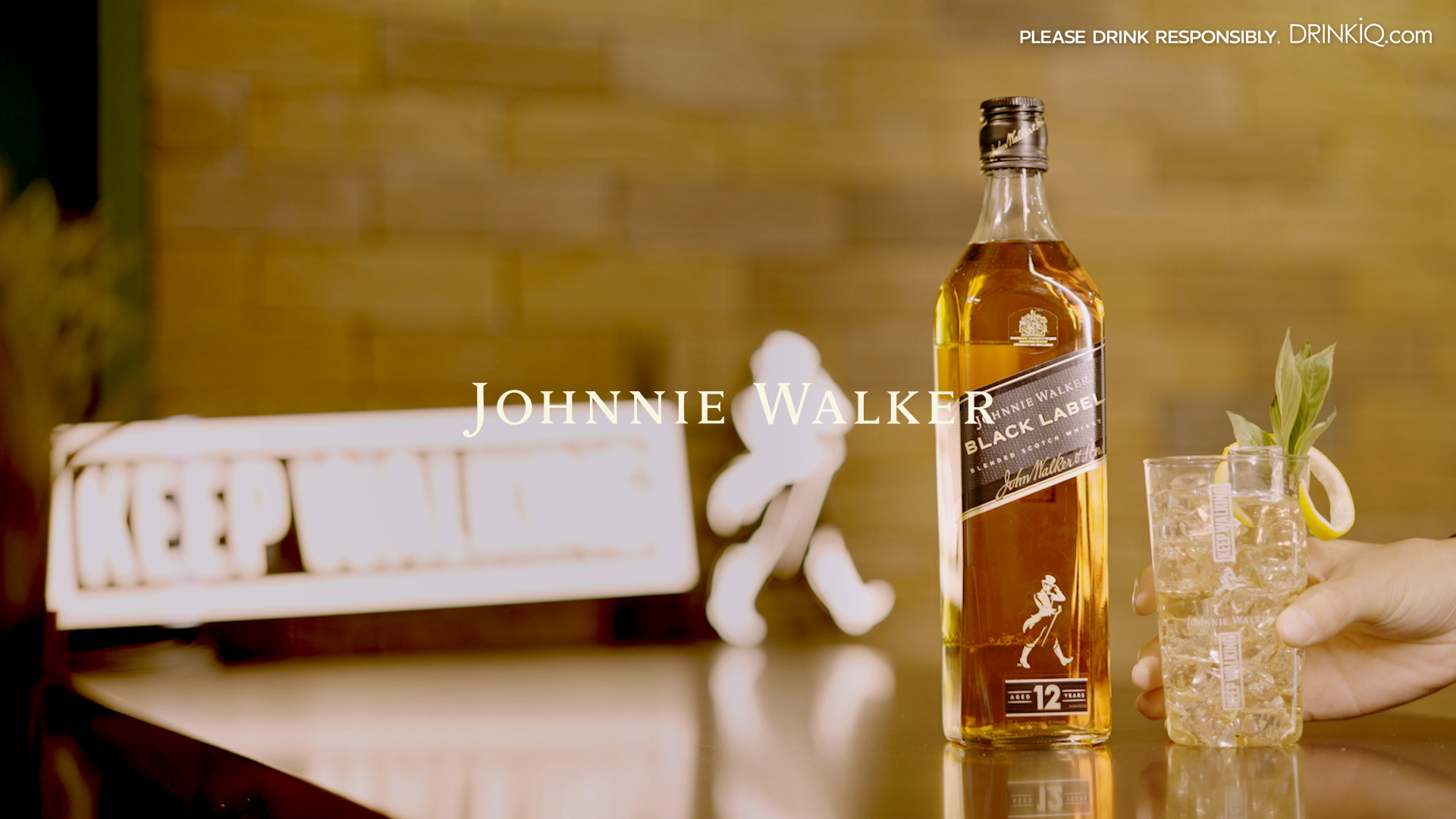 Johnnie Walker Bottle on wooden table